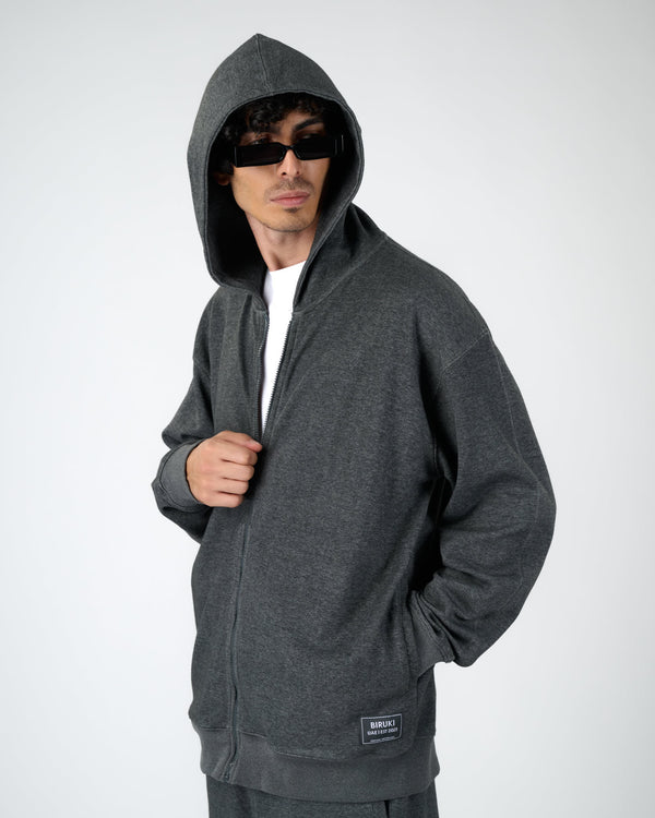 Men Zip Hoodie - Charcoal