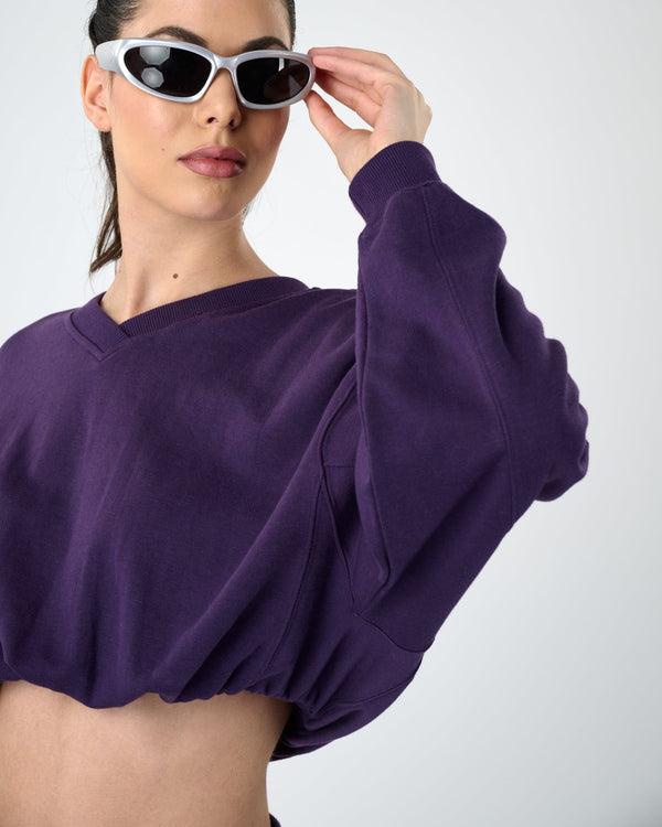 Women Cropped Sweatshirt - Violet