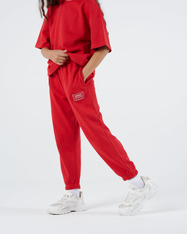 Girls Plush Joggers - Cherry Red