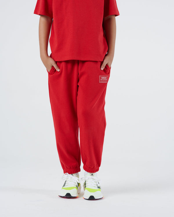 Boys Plush Joggers - Cherry Red