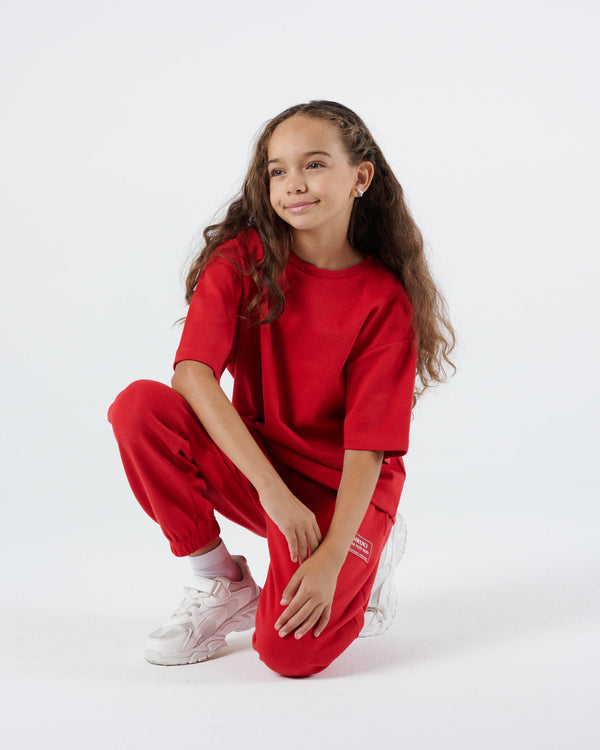 Girls 365 Oversized Tee - Cherry Red