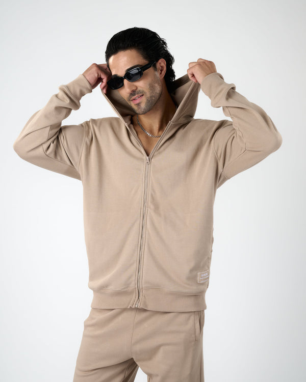 Men Zip Hoodie - Cool Sand