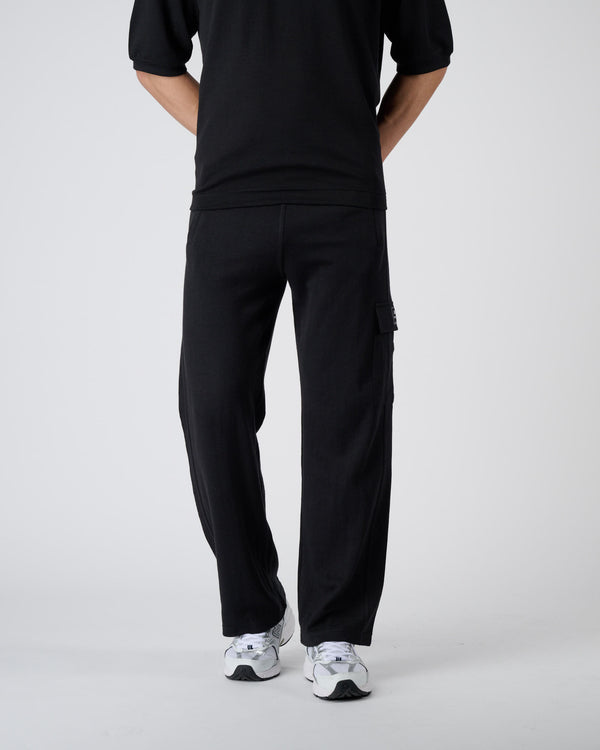 Men Wide Leg Cargo Joggers - Black