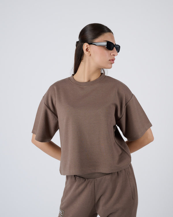 Women Classic Foundation Cropped Crew Tee - Mocha