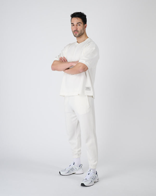 Men Plush Joggers - Cream White