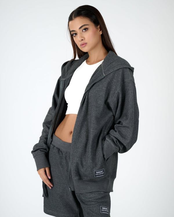 Women Zip Hoodie - Charcoal