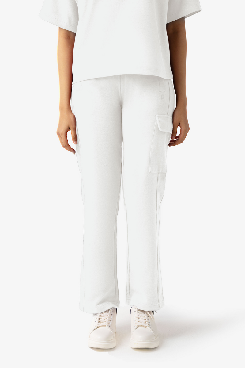 Iconic Women Cargo Straight Sweatpants - Cream White