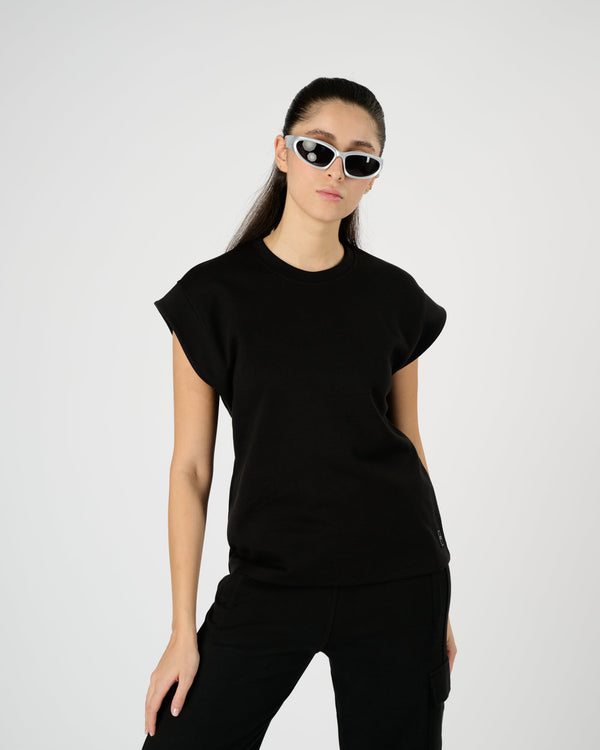 Women Raw Drop Sleeve Tee - Black