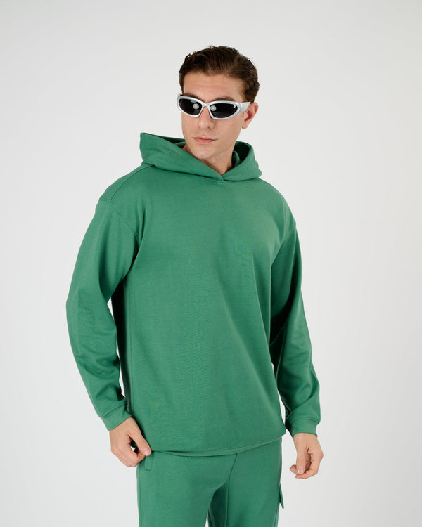 Men Raw Hoodie - Evergreen