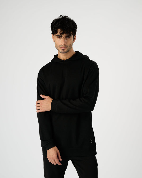 Men Raw Hoodie - Black