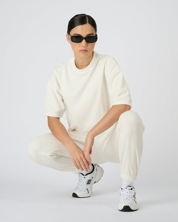 Women Plush Joggers - Cream White