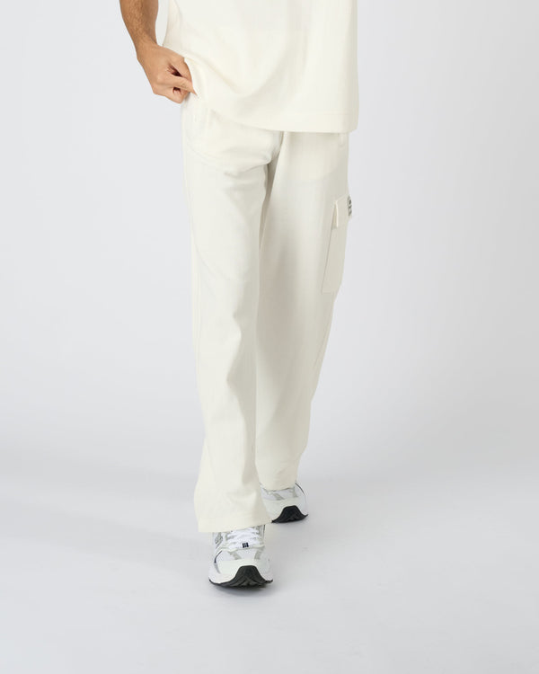 Men Wide Leg Cargo Joggers - Cream White