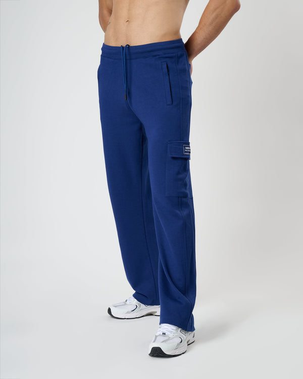 Men Wide Leg Cargo Joggers - Midnight Blue