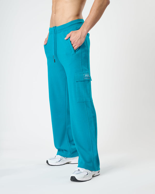 Men Wide Leg Cargo Joggers - Deep Ocean