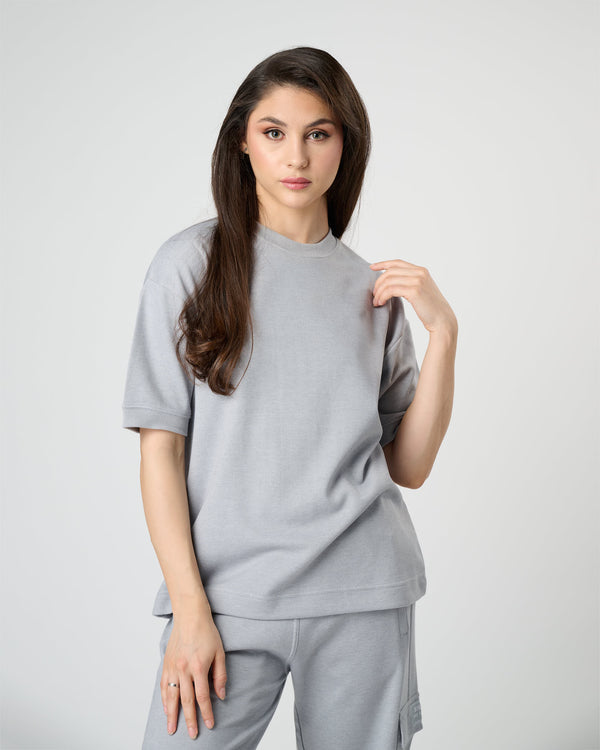 Women Defined Crew Tee - Glacier Gray