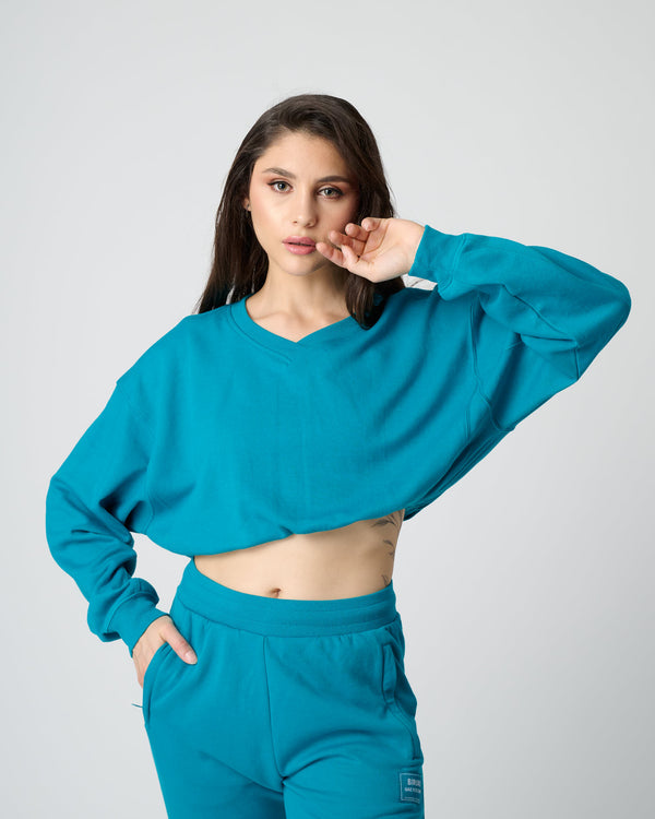 Women Cropped Sweatshirt - Deep Ocean