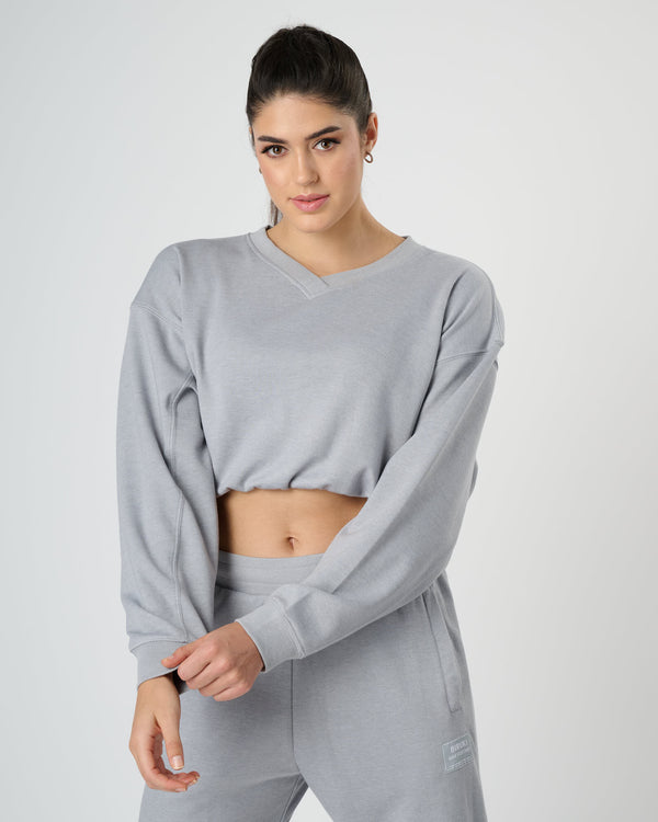 Women Cropped Sweatshirt - Glacier Gray